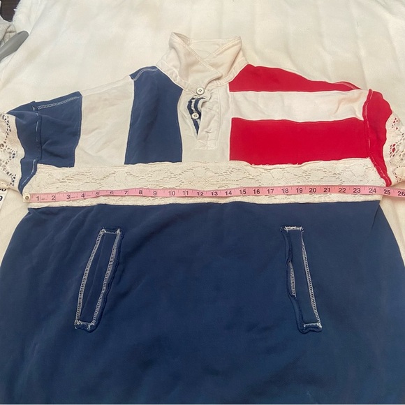 Free People  American Dream Polo - Red, Blue, Cream Small 2355 - Picture 5 of 10